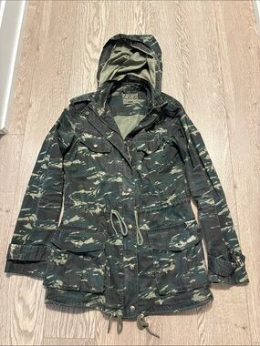 Talula Green Camouflage Hooded Utility Jacket